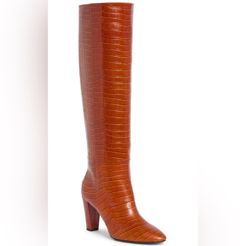 New Longchamp Cros Embossed Leather Knee High Boot Size 40